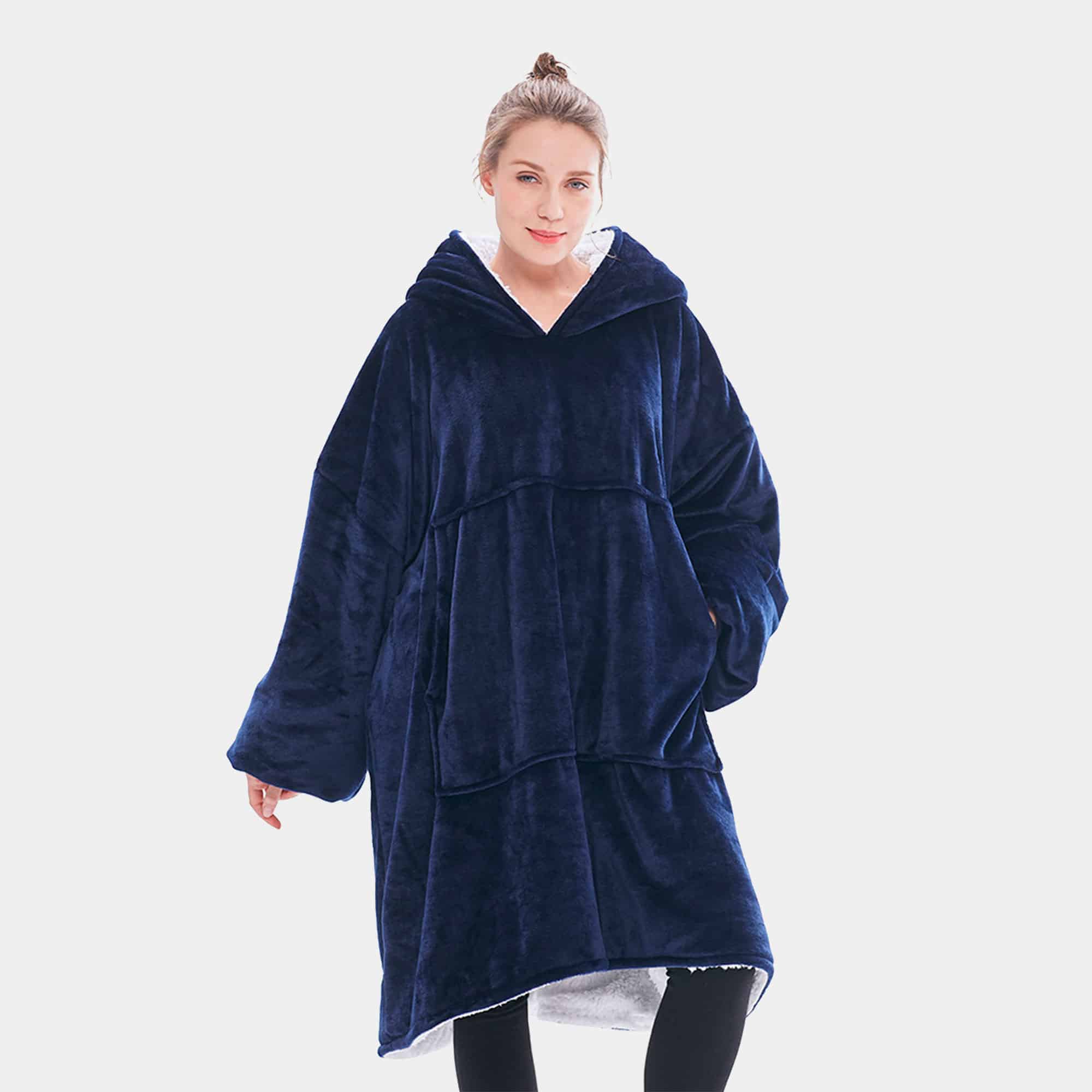 Hooded blanket Navy Blue