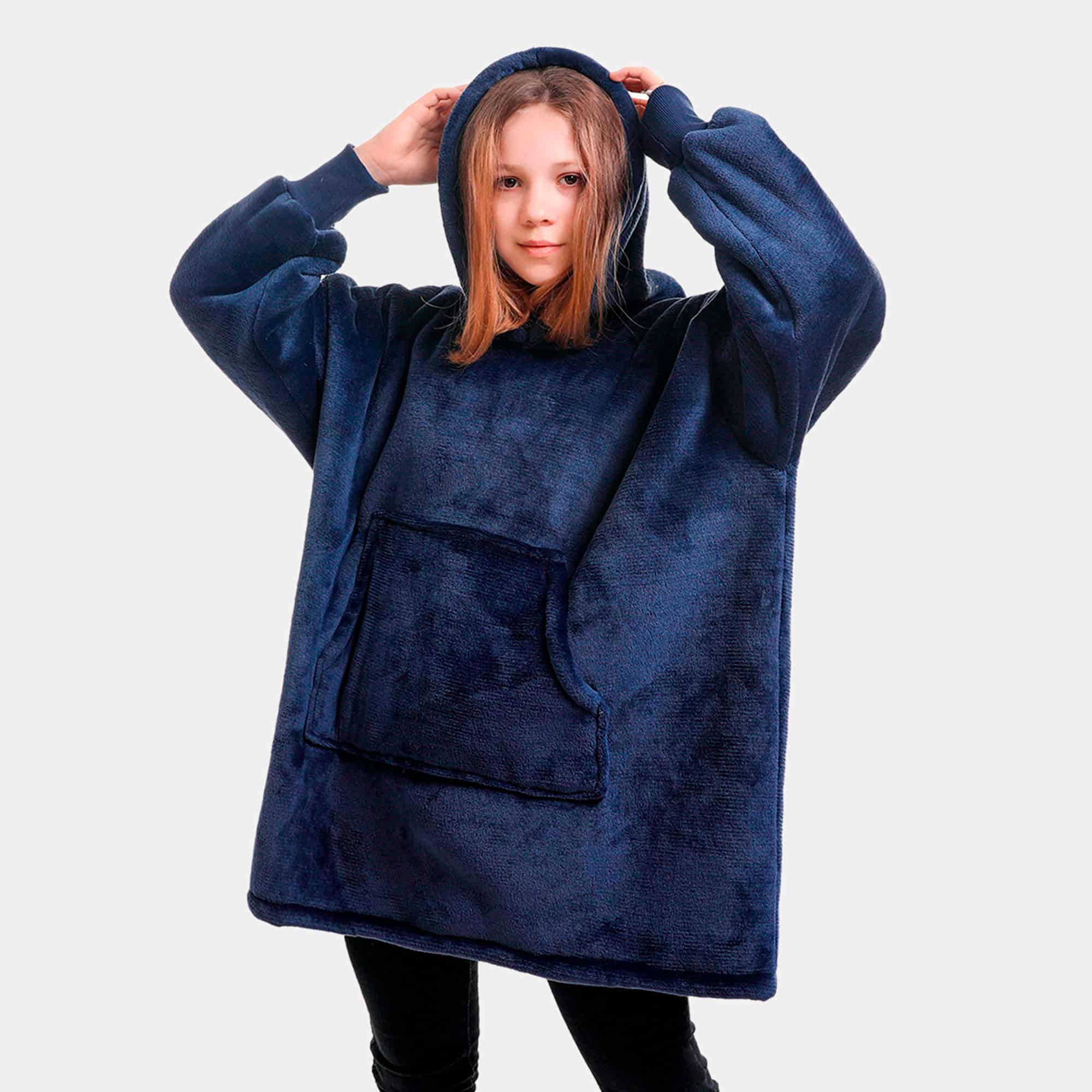 Kids Hooded blanket Navy blue